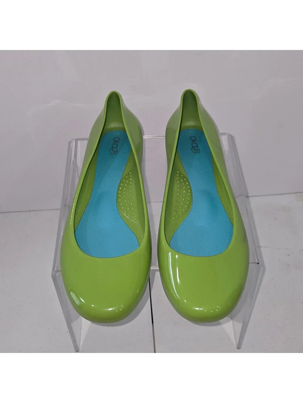 Oka-B Green Jelly Ballet Flats Women's US 10 EU 40 Waterproof Slip On Shoes